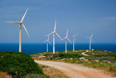 Wind generator turbines. crete island, greece
