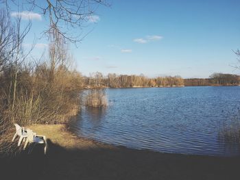 Scenic view of lake against sky