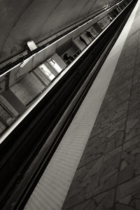 High angle view of train on wall