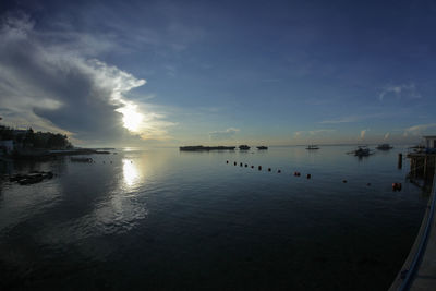 Scenic view of sea against sky at sunset