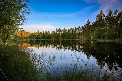 Scenic view of lake against sky
