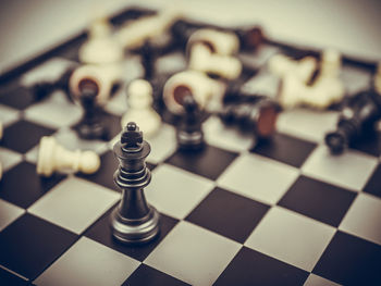 High angle view of chess board