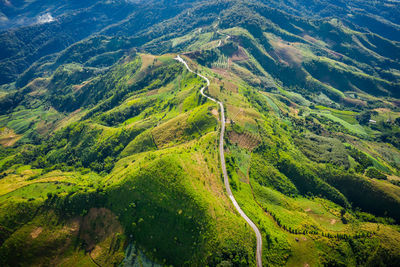 High angle view of road amidst landscape