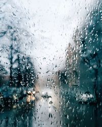 Close-up of water drops on glass window