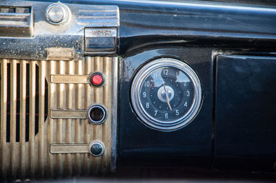 Close-up of vintage car dashboard