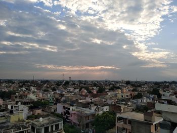 High angle view of townscape against sky