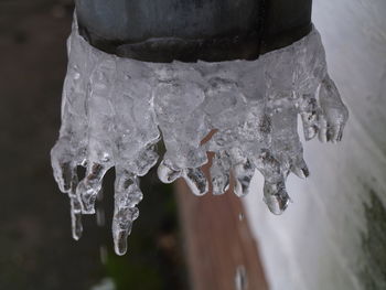 Close-up of wet ice during winter