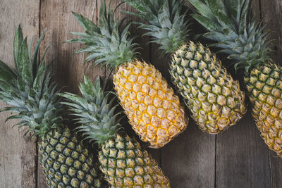 Directly above shot of pineapples on table