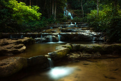 Scenic view of river flowing through rocks