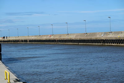 Scenic view of sea against blue sky