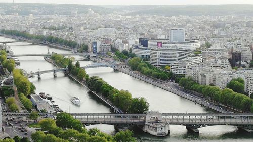 High angle view of bridge over river in city