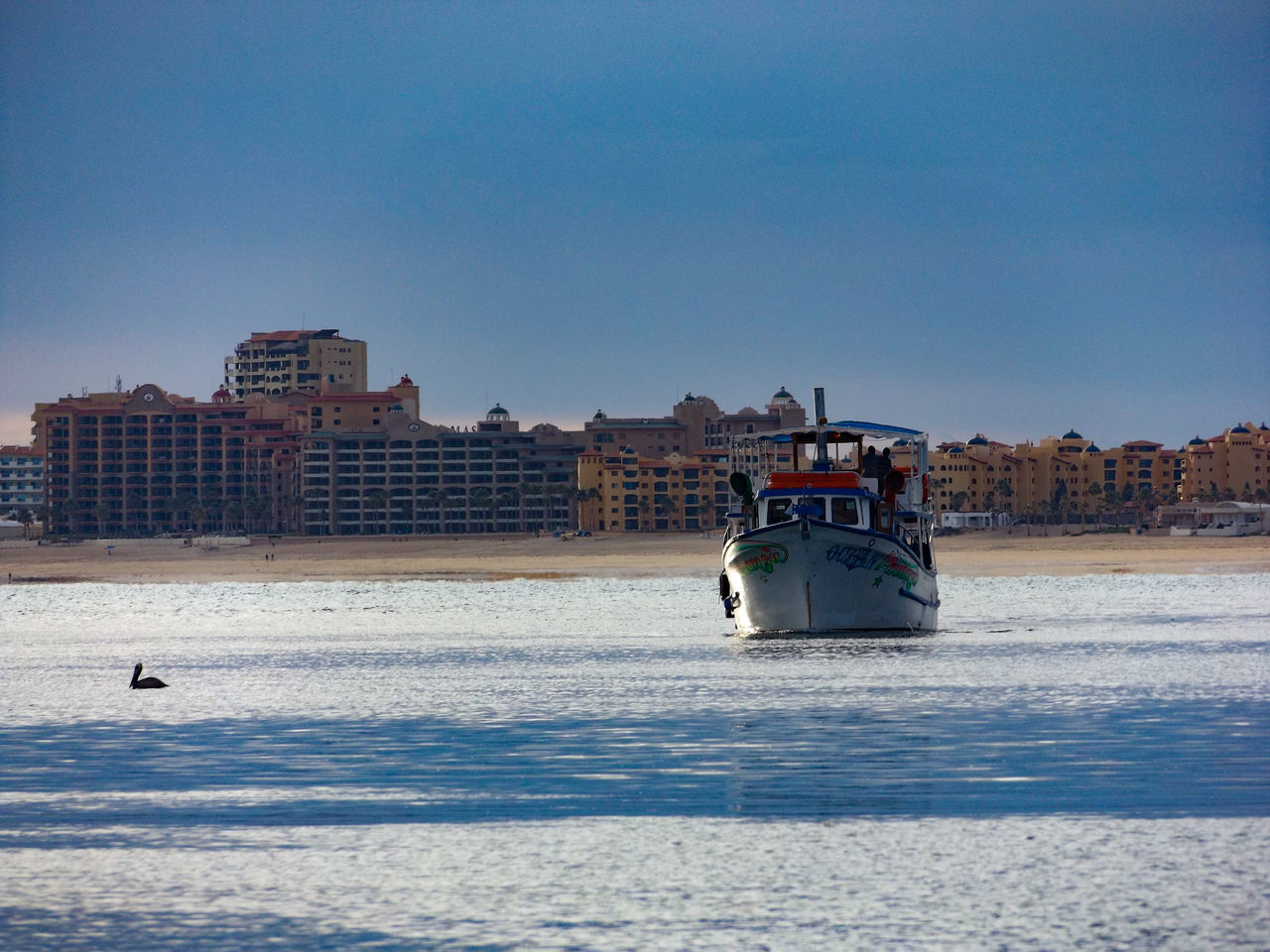 architecture, built structure, building exterior, outdoors, day, clear sky, transportation, nautical vessel, nature, bird, animals in the wild, sea, water, no people, animal themes, sky, winter