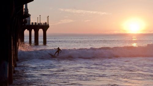 View of sea at sunset