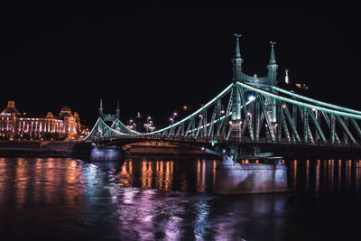 Liberty bride - szabadság híd - in budapest over the river danube by nightlight from pest side