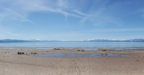 Scenic view of sea against sky on sunny day