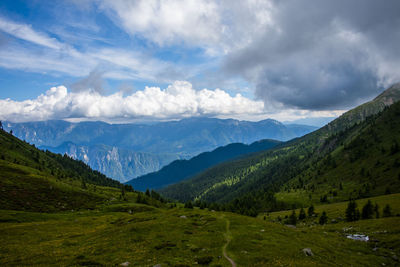 Scenic view of mountains against sky