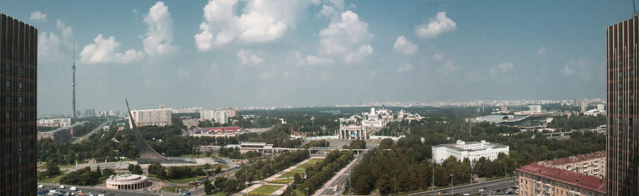 High angle view of street amidst buildings in city