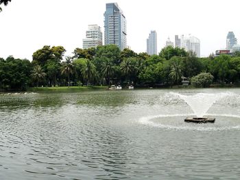City skyline with river in background