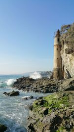 Scenic view of sea against clear sky