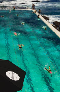People on boat in sea
