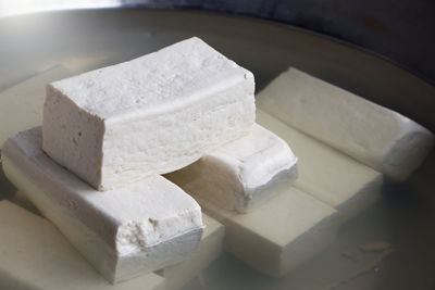 High angle view of bread on table