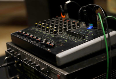 Close-up of sound mixer