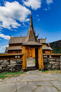 Exterior of historic building against sky