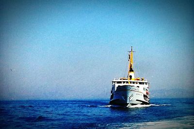 Boat sailing in sea