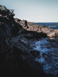 Scenic view of sea against clear sky