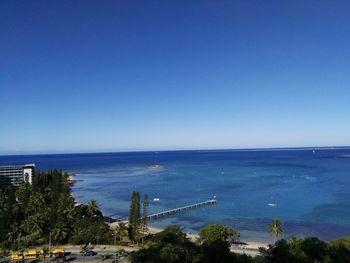 Scenic view of sea against clear sky