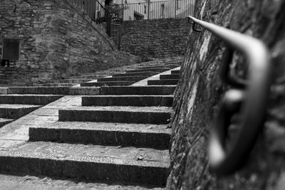 Close-up of metal railing of building