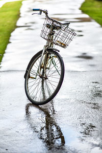 Bicycle parked on street