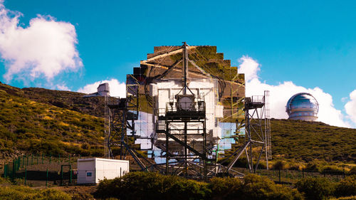 Low angle view of old building against sky