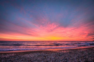 Scenic view of sea at sunset