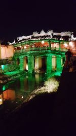 Illuminated building at night