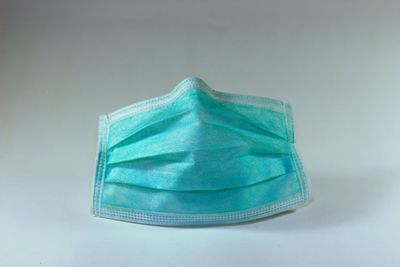 High angle view of blue table against white background