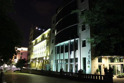 Illuminated buildings at night