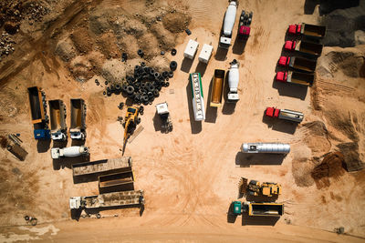 High angle view of car on road