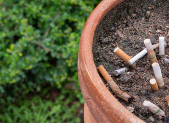 Close-up high angle view of cigarette