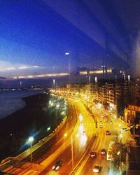 Traffic on road at night