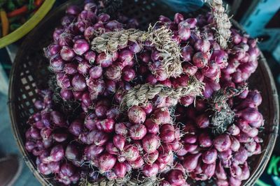 High angle view of fruits for sale in market