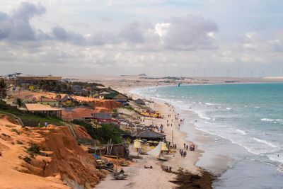 High angle view of beach against sky