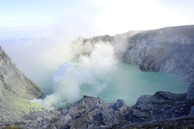 Volcanic landscape against sky