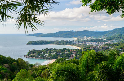 View point of karon beach, kata beach and kata noi in phuket, thailand,