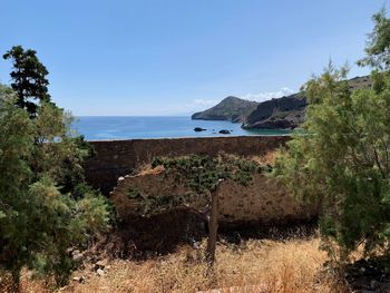 Scenic view of sea against clear sky