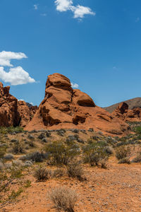 Scenic view of desert against blue sky