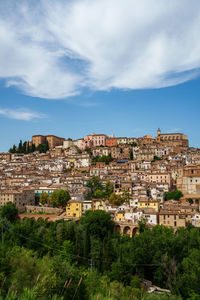 High angle view of townscape against sky