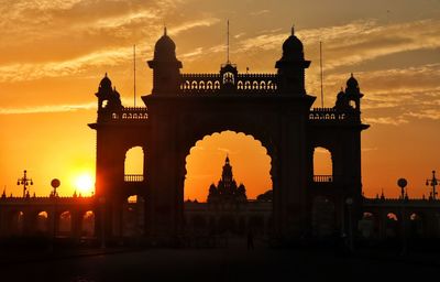 Silhouette of palace during sunset