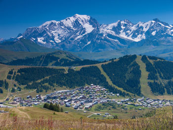 High angle view of snowcapped mountain