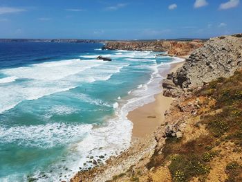 Scenic view of beach against sky